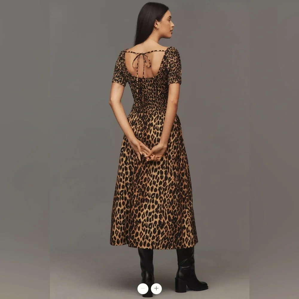 Damson Madder Malinda Smocked Short-Sleeve Midi Dress, NWT - Picture 2 of 8